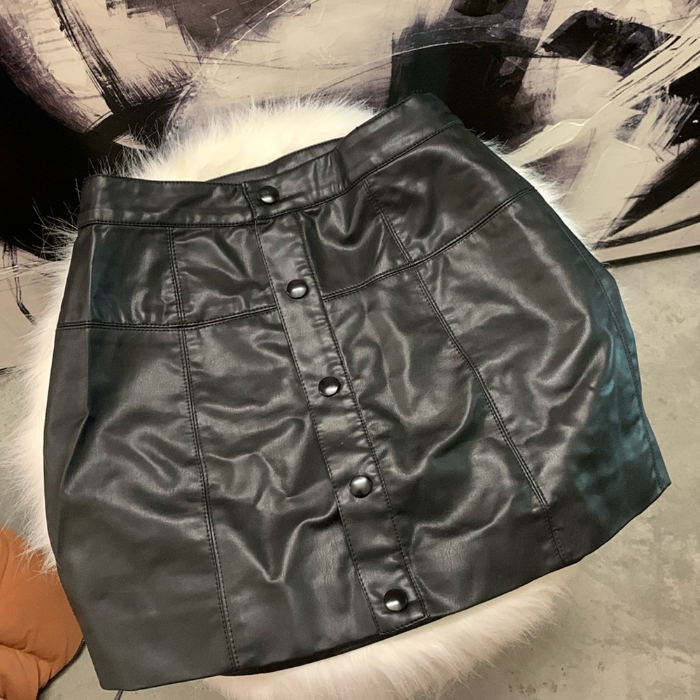 Free People vegan leather mini skirt